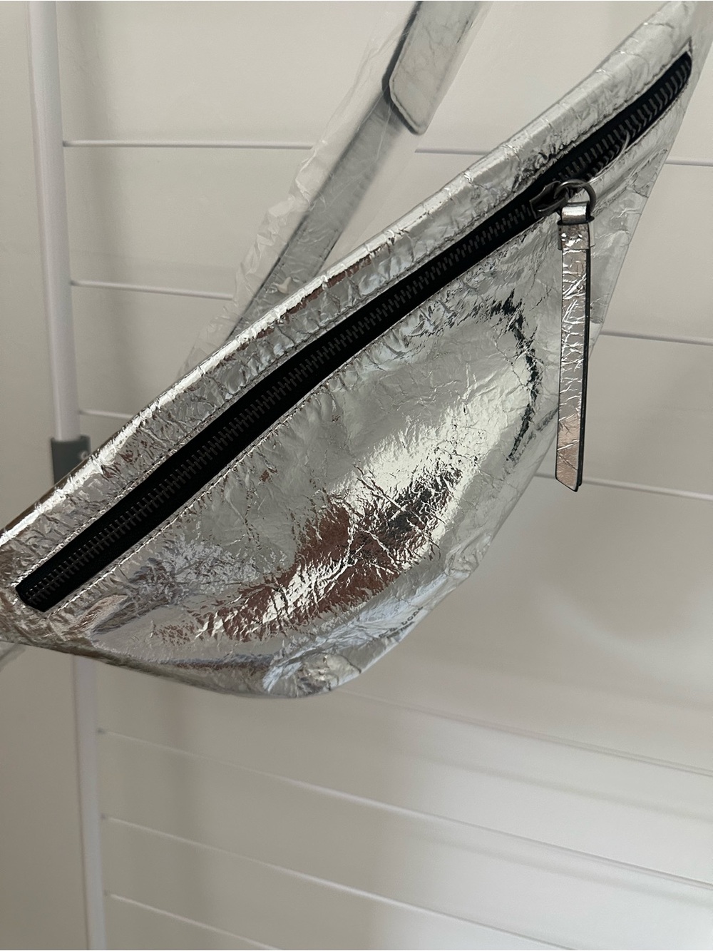 rag & bone Silver Metallic Logo Pouch